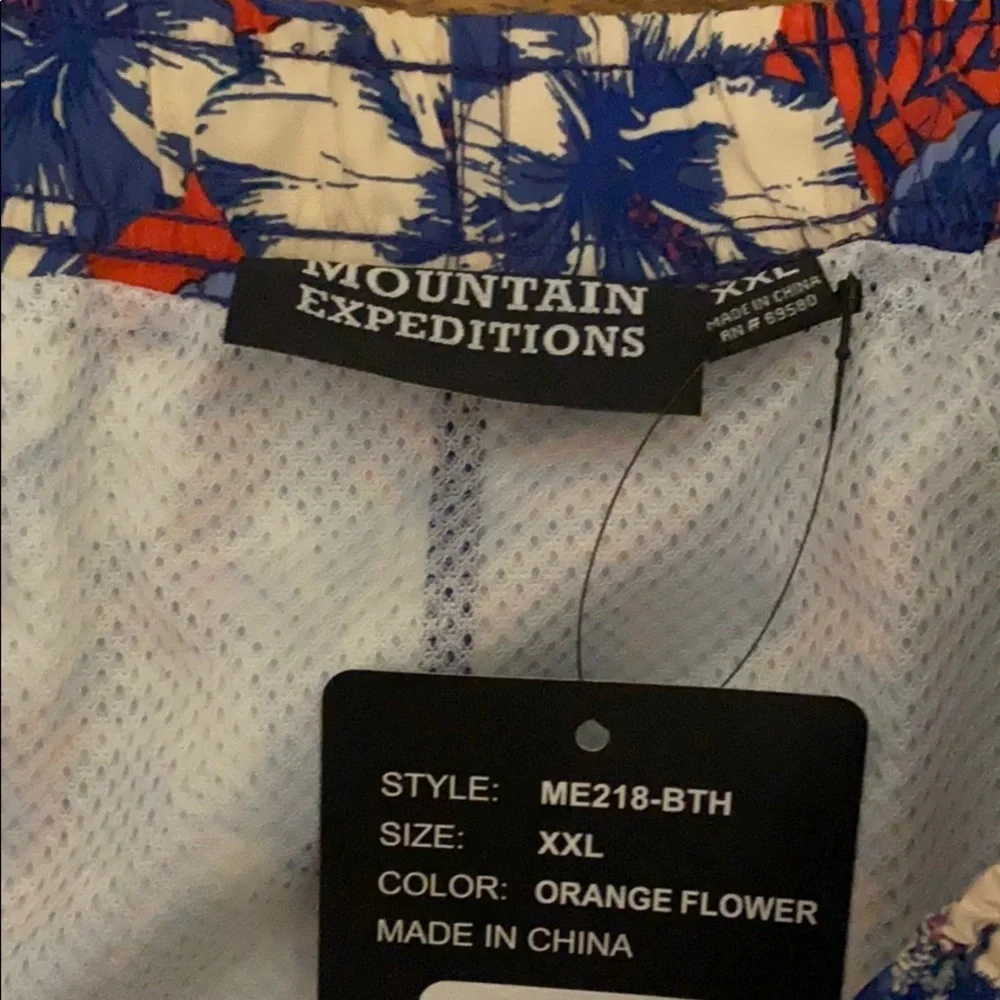 NWT mountain expedition orange floral swim shorts